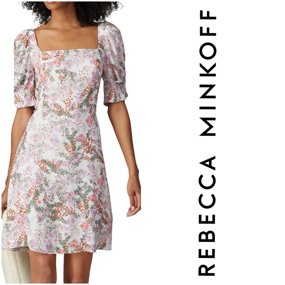 NWT Rebecca Minkoff Randy Mini Dress Size Medium M White Pink Floral
